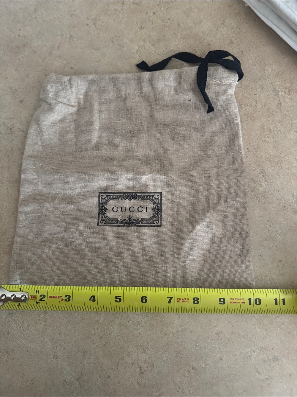 Gucci Natural Beige Canvas Dust Pouch with Black Drawstring